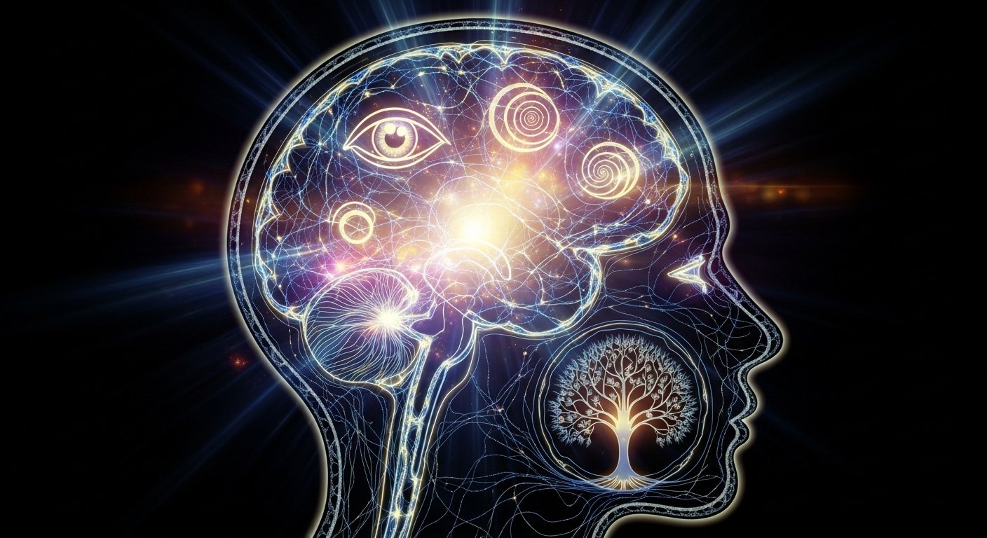 Parlayan sayılar ve soyut sembollerle dolu bir rüya manzarası, nümerolojinin rüyaların şifrelerini çözmedeki rolünü vurguluyor.