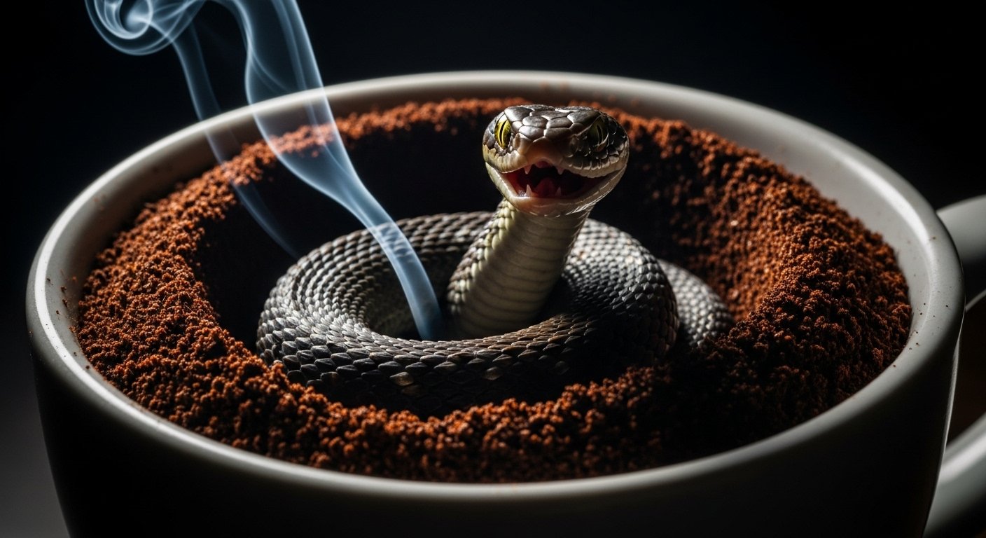 Yılan figürü ve astrolojik sembollerle süslenmiş kahve fincanı, derin anlamlar ve gizli fırsatlar sunuyor.