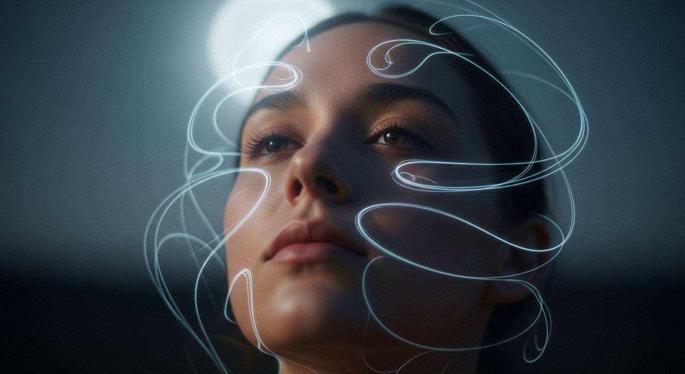 Astroloji sembolleri ve gök cisimleriyle süslenmiş mistik bir el, evrensel enerjileri toplarken, dolunay ve yıldızlar fon oluşturuyor.