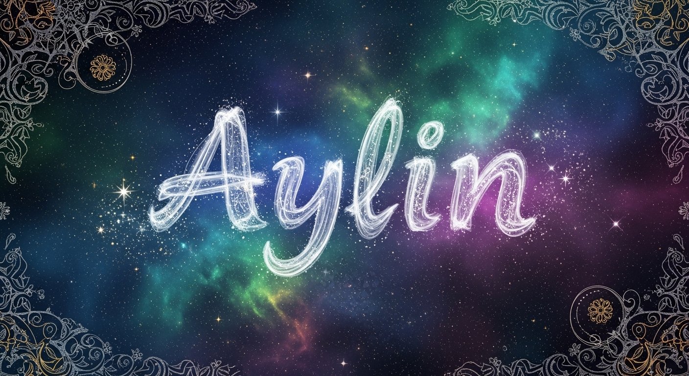 Bir Türk isminin göksel sembolizmini gösteren soyut bir illüstrasyon. Yıldızlar ve galaktik desenler bir ismin enerji alanını sarmakta.