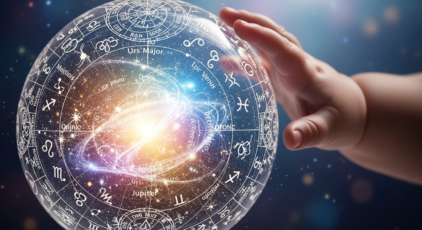 Geriye doğru hareket eden gezegenleri sembolize eden bir retro grad gezegen illüstrasyonu, gökyüzünde dönen yıldızların ortasında.