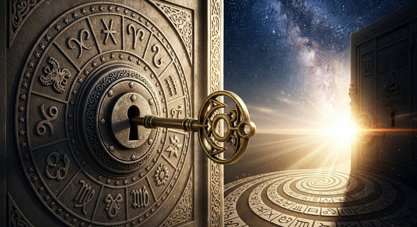 Antik bir el yazması üzerinde sayıların ve sembollerin harmanlandığı, nümeroloji ve hayat yolunu anlatan gizemli bir görsel.