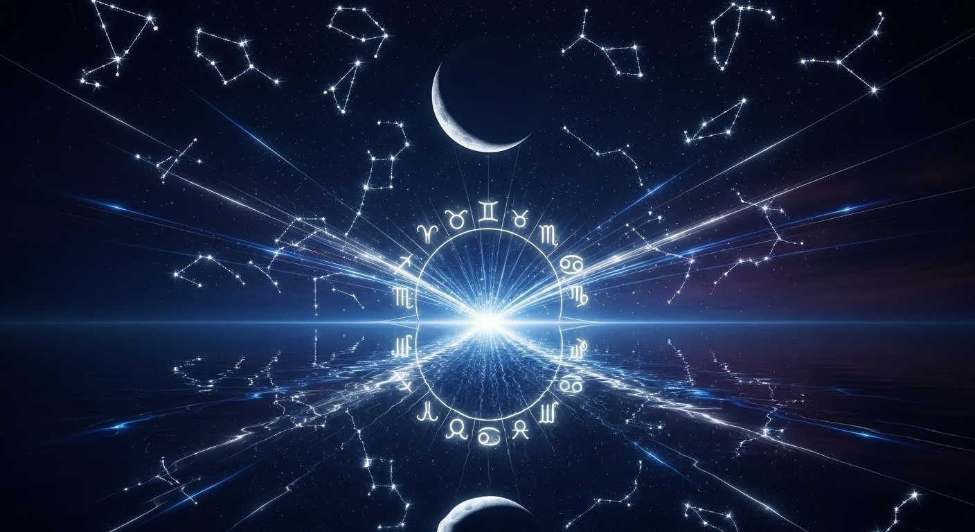 2026 Yeni Ay döngülerinde niyet belirleyen bir kadın ve gökyüzü temalı görsel