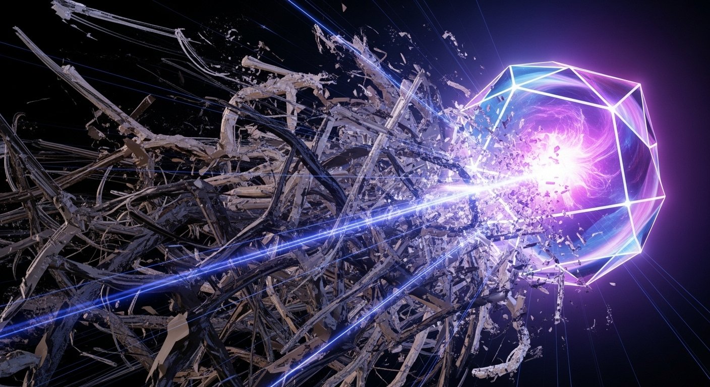 Teknolojik ilerlemeleri ve toplumsal dönüşümü gösteren fütüristik bir şehir manzarası.