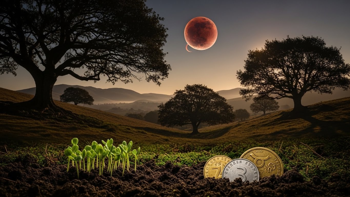 A mystical bull constellation within a night sky, symbolizing Taurus and financial strength.