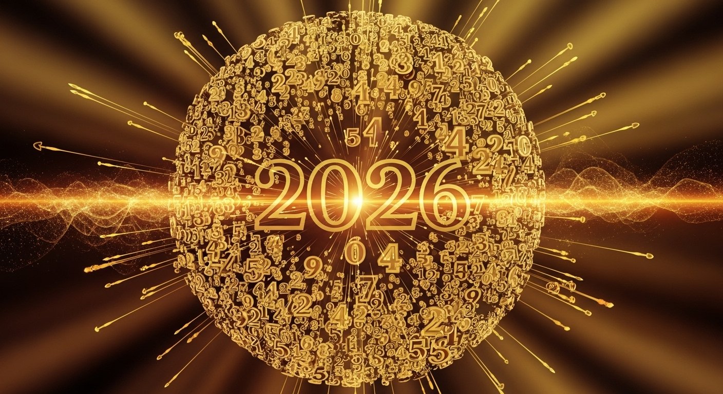 Cosmic numerology wheel with a person meditating in front